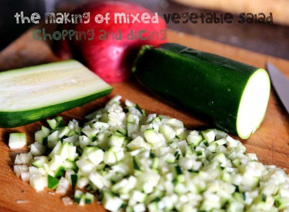 making of  mixed veggie salad